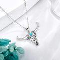 wholesale 925 Sterling Silver Turquoise Cactus Longhorn Skull Pendant Necklace for Women Men Gifts-0-2