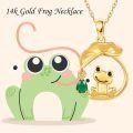 wholesale 14K Gold Frog Pendant Necklace with Green Crystal Charm - Summer for Her-0-5
