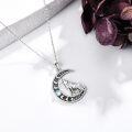 wholesale 925 Sterling Silver Moon Howling Wolf Pendant Necklace with Gemstone s for Women Girls-0-2