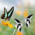 wholesale 925 Sterling Silver Butterfly Stud Earrings with Black Enamel and Cubic Zirconia Gift for Her-0-2