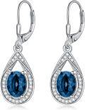 wholesale Sterling Silver Genuine Simulated Birthstone Teardrop Leverback Earrings-0-34