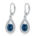 wholesale 925 Sterling Silver 3 ct Moissanite D VVS Tear Drop Halo Leverback Earrings-0-34