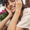 wholesale Gold 925 Sterling Silver Mountain Charm Bracelet with Mother of Pearl and Brown Bead for Women-0-3