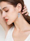 wholesale 925 Sterling Silver Blue Crystal Teardrop Moonstone Chandelier Earrings for Women-0-1