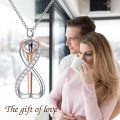 wholesale Sterling Silver Couple Hug Necklace - Romantic Embrace Pendant for Anniversary, Valentine's Day Gift for Her/Him, 18+2 Chain-0-4