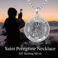wholesale 925 Sterling Silver Saint Peregrine Protection Medal Pendant Necklace for Men & Women-0-2