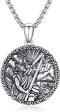 wholesale 925 Sterling Silver Religious Pendant with Saint Michael and Family Scene Charm Necklace for Women Men  48cm Chain Length-0-0