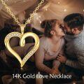 wholesale 14K Gold Diamond Accent Open Heart Necklace - Elegant Fine s for Her-0-5