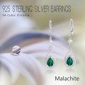 wholesale 925 Sterling Silver Green Malachite Teardrop Dangle Earrings with CZ Accents-0-5