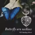 TOUPOP Sterling Silver & Stone Butterfly Urn Necklace For Ashes Memorial Jewelry-0-1