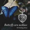 TOUPOP Sterling Silver & Stone Butterfly Urn Necklace For Ashes Memorial Jewelry-0-1