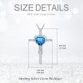 wholesale TOUPOP Topaz Cross Necklace For Women Sterling Silver December Birthstone Cross Pendant Necklace Heart Cross Christian Jewelry Birthday Christmas Gifts For Women Her -0-5