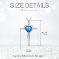 TOUPOP Sterling Silver Topaz Cross Pendant Necklace December Birthstone Christian Jewelry-0-5