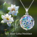 wholesale 925 Sterling Silver Abalone Shell Chakra Lotus Yoga Pendant Necklace-0-5