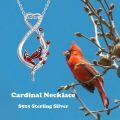 wholesale 925 Sterling Silver Red Cardinal Birds & Leaves Infinity Love Heart Pendant Necklace for Women Girls - 43cm Chain-0-5