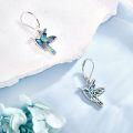 wholesale 925 Sterling Silver Abalone Shell Inlay Hummingbird Leverback Drop Earrings-0-1