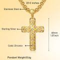 wholesale Gold 925 Sterling Silver Cubic Zirconia-Cut Cross Pendant Catholic Religious  for Men Women-0-4