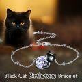 wholesale 14K Gold Pink Crystal Black Cat Pendant Necklace for Women Cats Lover-0-287