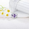 wholesale 925 Sterling Silver Purple Labradorite Gemstone Floral Heart Pendant Necklace for Women-0-1