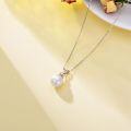 wholesale 14K Gold Freshwater Pearl 9mm Heart Pendant Necklace with Cubic Zirconia Accent - White Gold Tone Chain (18)-0-9