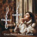 wholesale 925 Sterling Silver Infinity Cross Dangle & Drop Earrings with Cubic Zirconia Stones for Women-0-4