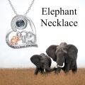 wholesale  925 Sterling Silver & 100 Language Stones Elephant Necklace for Women, Hypoallergenic Gift for Mom Wife Daughter Grandma, 22mm-0-1