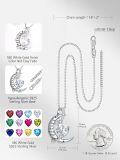 wholesale 925 Sterling Silver Birthstone Love You to the Moon Heart Necklace-0-4