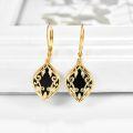 wholesale 925 Sterling Silver and Black Onyx Filigree Drop Earrings - Bohemian Style  for Women-0-4