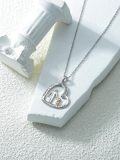 wholesale 925 Sterling Silver Heart Pendant Necklace with Daddy's Princess Design and Cubic Zirconia Elements-0-5