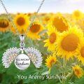 wholesale 925 Sterling Silver Sunflower Cremation Jewelry with Moonstone and Cubic Zirconia Pendant Urn Necklace for Ashes Keepsake Memorial Gifts 48 Chain Included-0-5