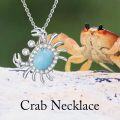 wholesale 925 Sterling Silver Larimar Crab Pendant Necklace with Cubic Zirconia Accents-0-5