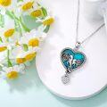 wholesale 925 Sterling Silver Turquoise Heart-Shaped Elephant Pendant Necklace with 30 Chain-0-3