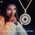 wholesale 925 Sterling Silver Evil Eye Pendant Necklace Blue Black Cz Crystal Circle Chain Jewelry-0-5