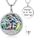 wholesale 925 Sterling Silver Abalone Shell Wolf Tree of Life Cremation Keepsake Pendant Necklace with Funnel and Fill Tool - Always in My Heart-0-0