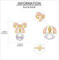 wholesale 14K Gold Pink Bowknot White Pearl Drop Dangle Stud Earrings for Women Girls-0-4