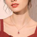 wholesale 925 Sterling Silver Plated Rose Gold Ruby Bird Pendant Necklace with Cubic Zirconia Accents-0-1