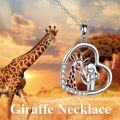 wholesale 925 Sterling Silver Heart-Shaped Giraffe Pendant Necklace for Women Girlfriends' Gifts-0-4