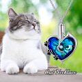 wholesale 925 Sterling Silver Austrian Blue Heart Crystal Paw Print Pet Cremation Jewelry Urn Pendant Necklace-0-1