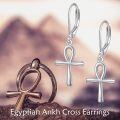 wholesale 925 Sterling Silver Egyptian Ankh Cross Drop Earrings for Women Girls  4cm Long-0-1