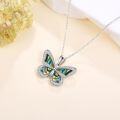 wholesale 925 Sterling Silver Abalone Shell Butterfly Pendant Necklace with Cubic Zirconia Accents-0-4