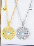 wholesale 925 Sterling Silver Compass Necklace Pendant-0-4