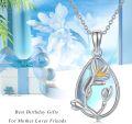 wholesale 925 Sterling Silver Teardrop Moonstone Birth Flower Pendant Necklaces Gifts for Women-0-5