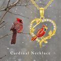 wholesale 14K Gold Cardinal Bird Pendant Necklace with Cubic Zirconia for Women-0-5