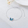 wholesale 14K Gold Chain with Blue Enamel Butterfly Charm Bracelet for Women - Animal Lovers' -0-4