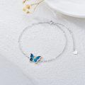 wholesale 14K Gold Chain with Blue Enamel Butterfly Charm Bracelet for Women - Animal Lovers' -0-4