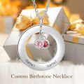 wholesale TOUPOP Custom Birthstone Necklace For Women 925 Sterling Silver Personalized Family Name Necklace For Couple Wife Friend Christmas Birthday Jewelry Gifts -0-5