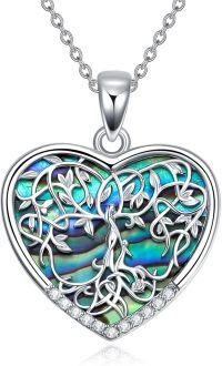 wholesale 925 Sterling Silver Abalone Shell & Cubic Zirconia Tree of Life Pendant Necklaces for Women-1 Child