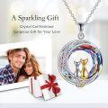 wholesale 925 Sterling Silver Abalone Shell Moon Pendant with Cats and Tree of Life Design for Cat Lovers-0-5