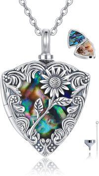 wholesale 925 Sterling Silver Abalone Shell Heart Urn Pendant Keepsake Jewelry for Women-sunflower