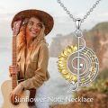 wholesale 925 Sterling Silver CZ Sunflower Treble Clef Musical Notes Pendant Necklace-0-1